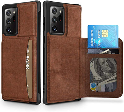 Caka Leather Durable Shockproof Protective Wallet Case for Galaxy Note 20 Ultra
